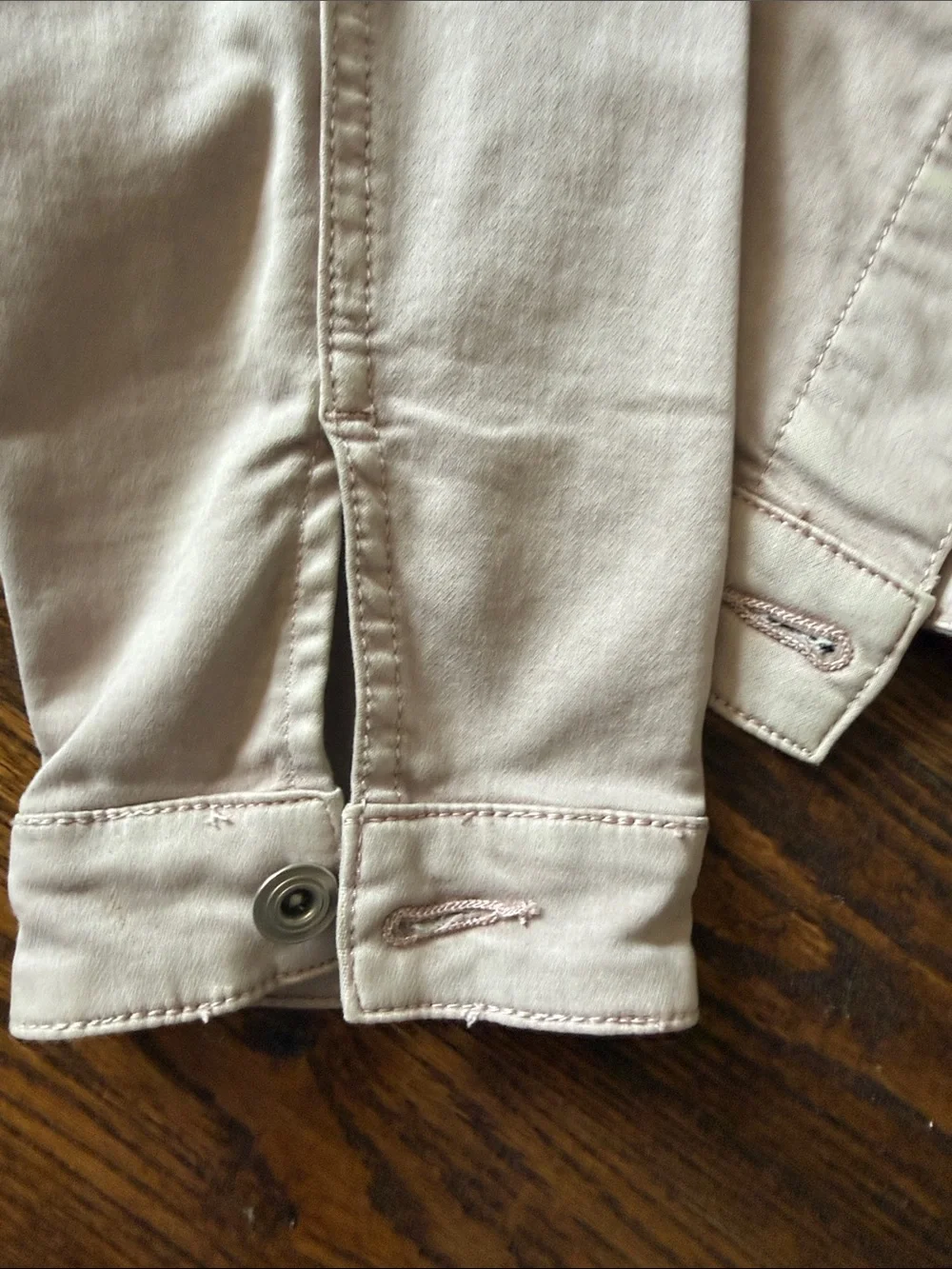Tribal Light Beige Jean Jacket - Button-Front